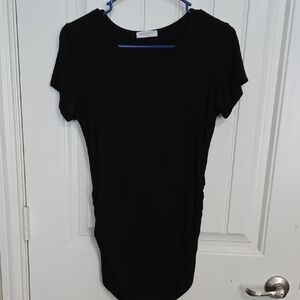 Elegant Black Maternity Scoop Neck Short Sleeve Tee